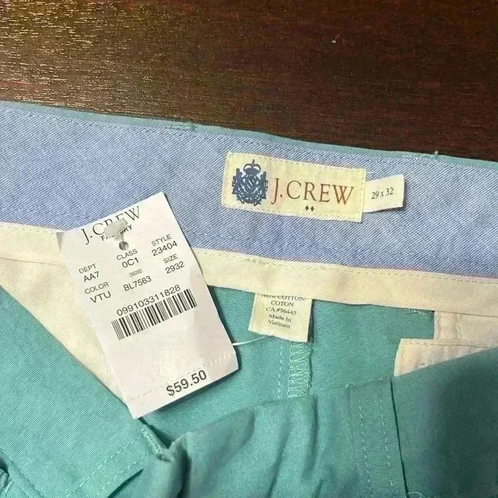 J Crew Mens 29x32 Classic Fit Teal Casual Pants